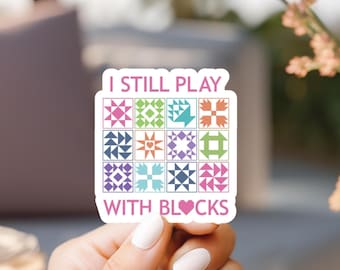 Quilt Block Vinyl Sticker, Quilter Gifts, Sewing Sticker, 3x3" Clear Background Sticker, Quilt Retreat Gifts, Quilt Guild Gifts, Mom Quilter
