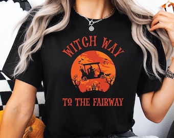 Golf Witch Halloween T-Shirt, Witch Way To The Fairway Golf Shirt, Ladies Halloween Golf Shirt, Spooky Golfer Shirt, Mom Golfer Halloween