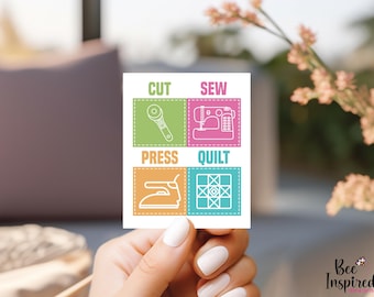 Quilting Sticker, Cut Sew Press Quilt Sticker, Quilt Block Vinyl Sticker, Quilter Gifts, Sewing Sticker, Clear Sticker, Quilt Retreat Gifts