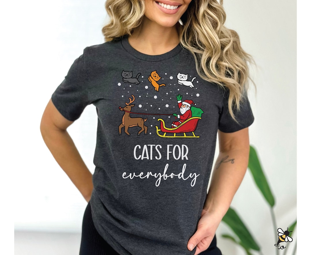 Cats for Everyone Christmas Shirt, Cute Flying Xmas Cats, Santa With