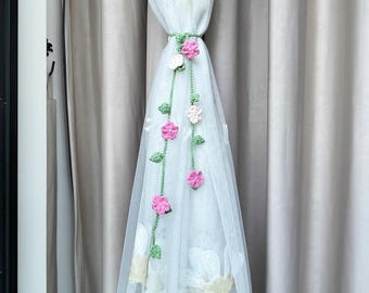 Gehäkelte Blumen Vorhang Raffhalter (2er Set): Milk Cotton Home Decor