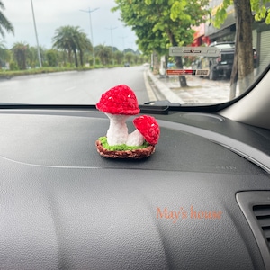 Crochet mushroom car dashboard decor, cute crochet mushroom, mushroom car dashboard accessories, mini plant car decor, table/ desk decor