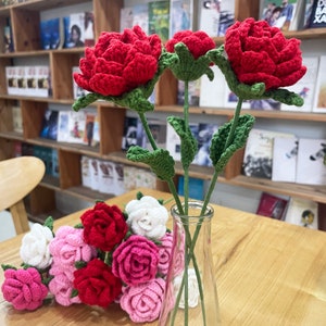 Crochet rose flower, Desk Decoration, Rose for Valentine's day,  Mother 's day, Gift for lovers, Wedding flowers, Single rose