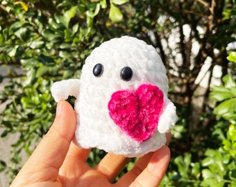 Valentines Day Ghost, Cute Plush Ghost with Heart, Valentine’s Day gifts
