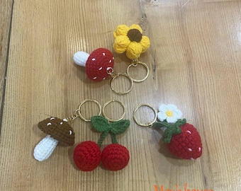 Porte-clés au crochet : porte-clés fleur fait main, breloque pour sac