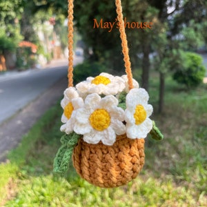 Anvazise Car Mirror Hanging Accessory Handmade Knitted Cute