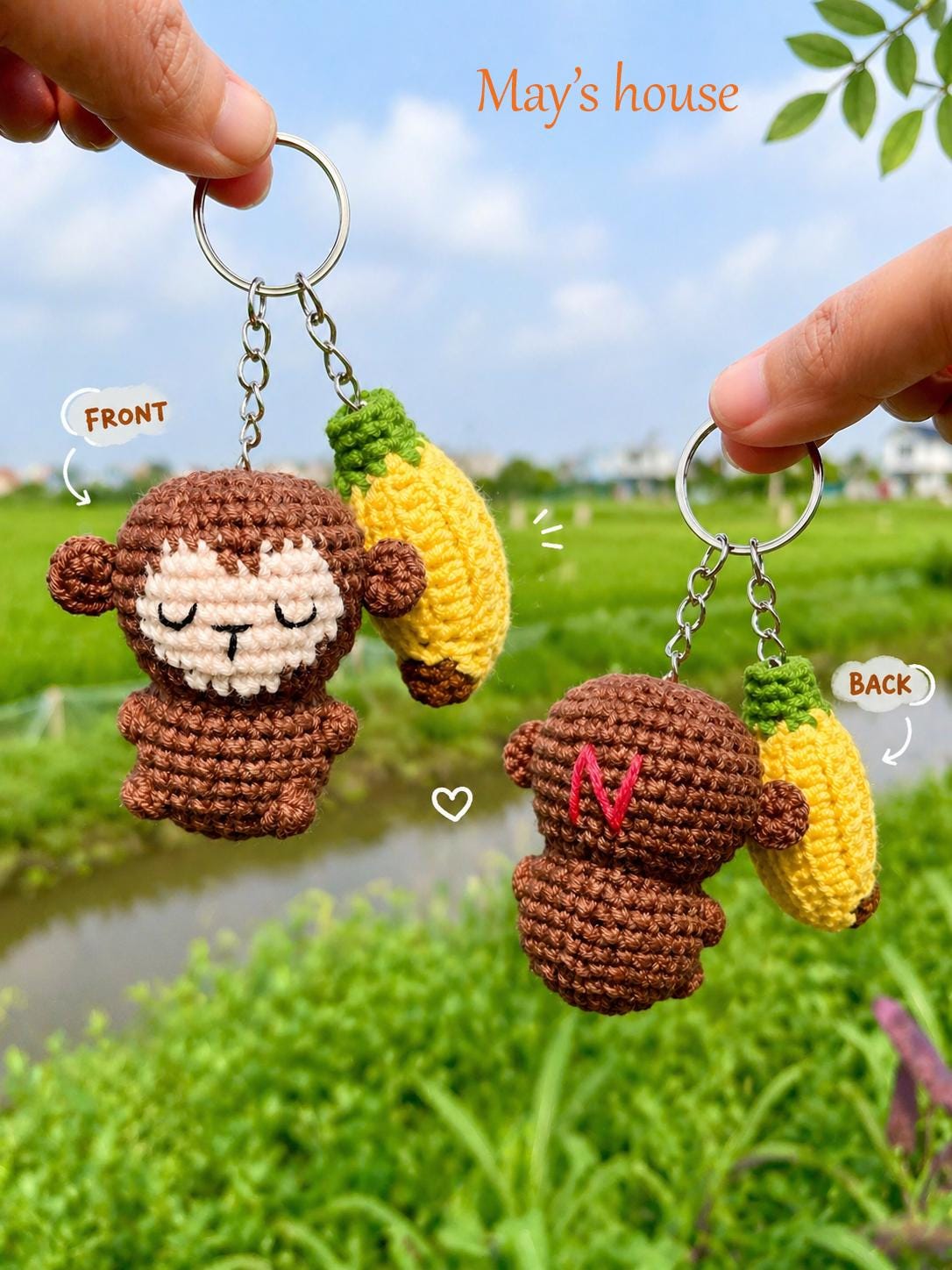 Crochet initial keychain - Etsy 日本