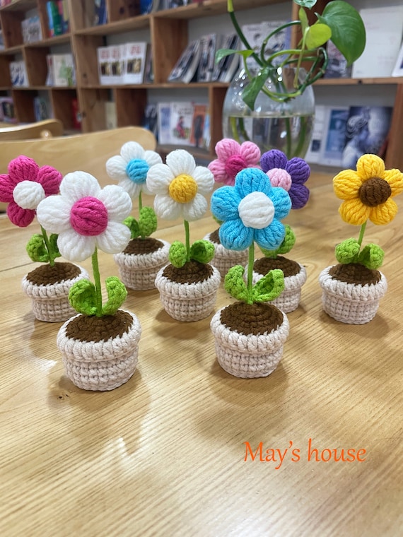 Gehkelte Daisy Topfpflanze: Handgemachte Tischdekoration aus Baumwolle -  Etsy.de
