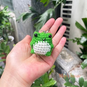 Crochet green frog, cute frog keychain, bag charm, bag decoration, bag pendant, keychain, cute gifts
