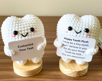 Funny Crochet Tooth Plush , Personalized Gift with Message Card, Gift for Dentists, Dental Students, Dental clinic decor, Cute Gift