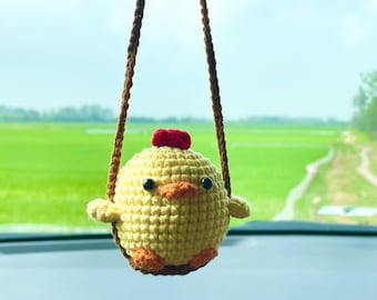 Crochet Chicken Car Hanging, Crochet Car Hanging, Crochet Car Charm,Car Decorations, Gift For Her, Gifts, Gift For Friends And Relatives
