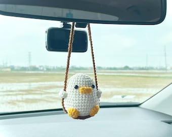Crochet Duck Car Hanging, Duck Keychain, Cute Rearview Mirror Charm, Funny Car Accessory, Gift for Her, Gift For Friends And Relatives