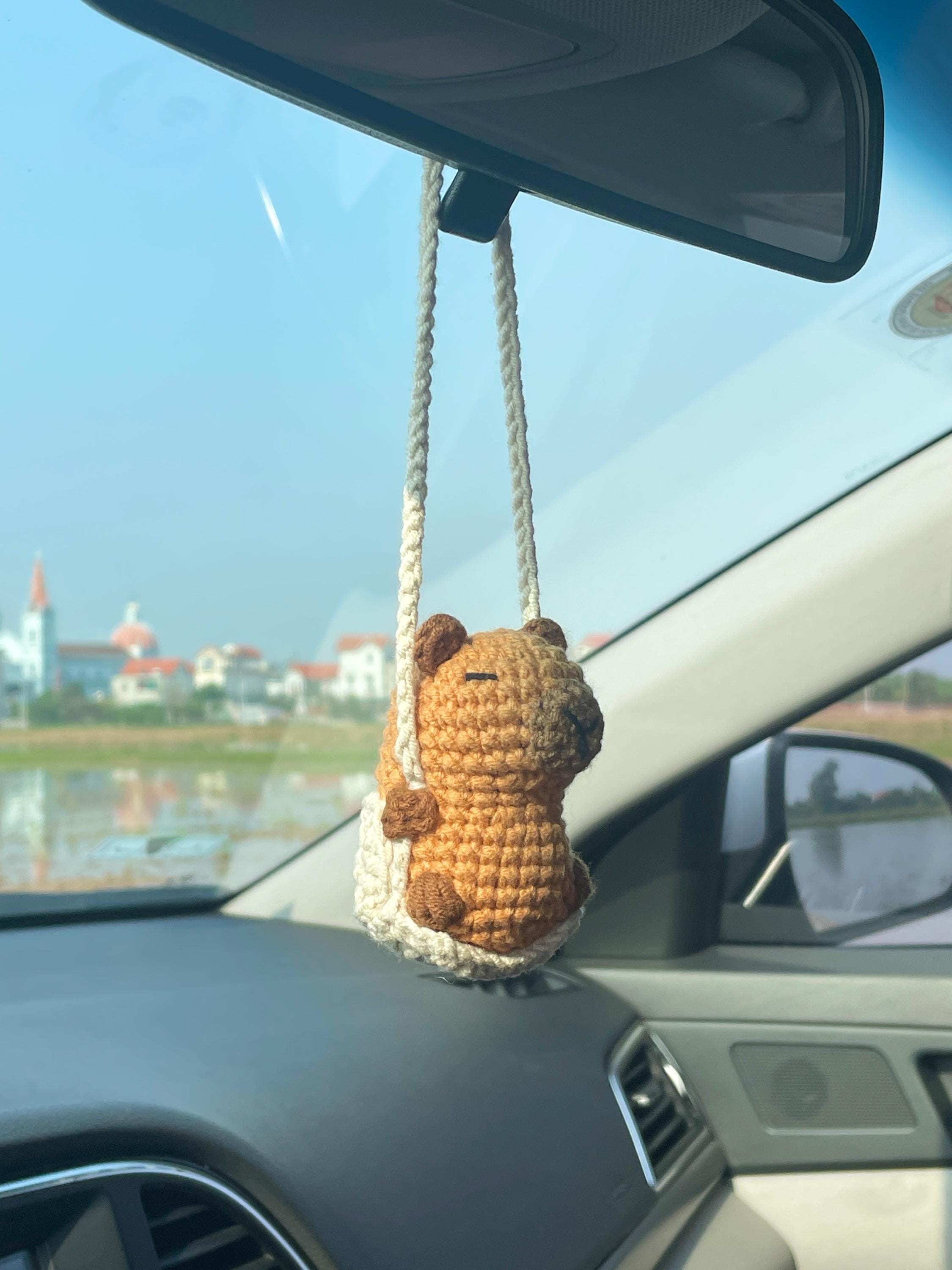Durante Capybara Auto Spiegel Ornament – Schattige Capibara Hanger, PVC, 7 Cm, Voor Auto Interieur