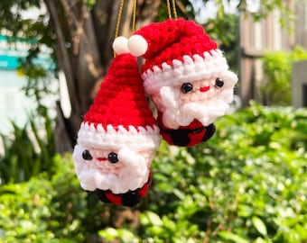 Handmade Crochet Santa Ornament, Crochet Christmas Tree Ornament, Cute Christmas Tree Decor, Amigurumi Santa Claus Hanging, Santa Keychain