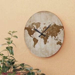 Vintage World Map Acrylic Clock | Global Travel Wall Clock
