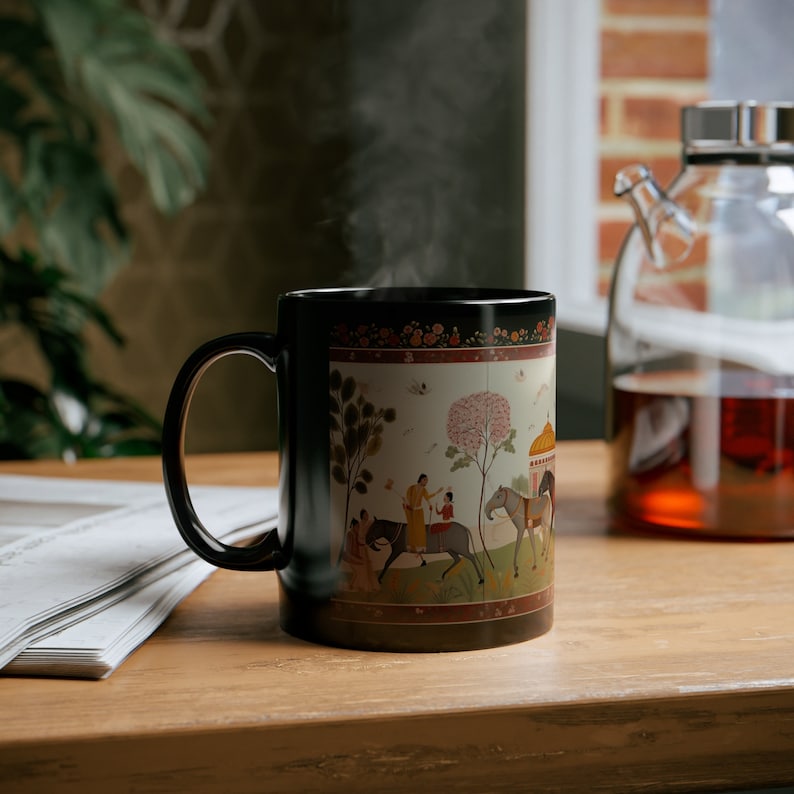 Indian Pichwai Print | Block Print | Gifts for Her | Gifts for Him | Microwave Safe Mug | Dishwasher Safe Mug | Ceramic Mug 11oz image 6