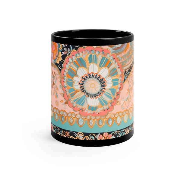 Indian Pichwai Print | Block Print | Gifts for Her | Gifts for Him | Microwave Safe Mug | Dishwasher Safe Mug | Ceramic Mug 11oz