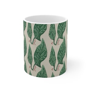 Green leaf Print | Indian Block Print | Gifts for Her | Gifts for Him | Microwave Safe Mug | Dishwasher Safe Mug | Ceramic Mug 11oz