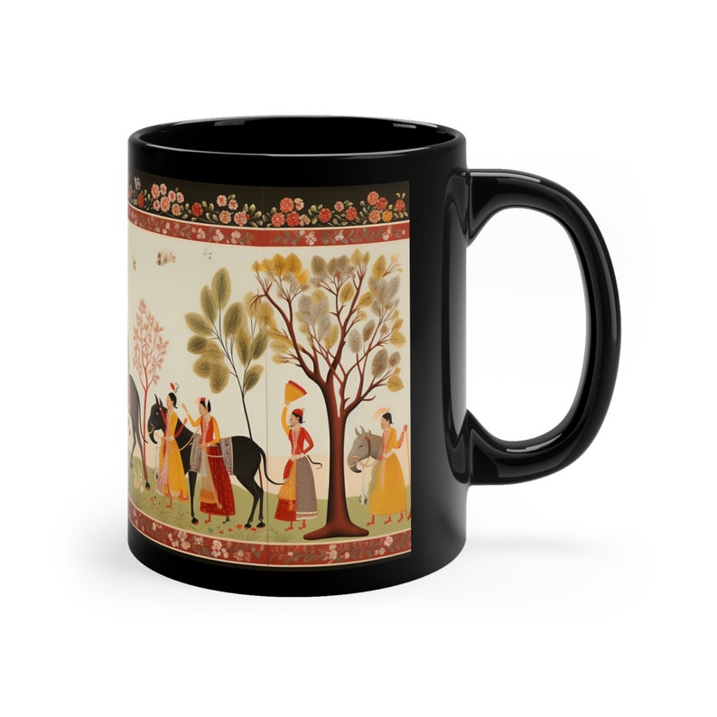 Indian Pichwai Print | Block Print | Gifts for Her | Gifts for Him | Microwave Safe Mug | Dishwasher Safe Mug | Ceramic Mug 11oz image 3