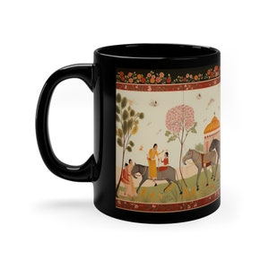 Indian Pichwai Print | Block Print | Gifts for Her | Gifts for Him | Microwave Safe Mug | Dishwasher Safe Mug | Ceramic Mug 11oz image 2