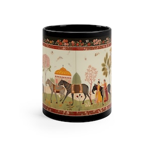 Indian Pichwai Print | Block Print | Gifts for Her | Gifts for Him | Microwave Safe Mug | Dishwasher Safe Mug | Ceramic Mug 11oz image 1
