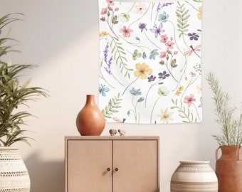 Floral Wall Tapestry, Wall Tapestry, Water Color Tapestry, Floral Wall Tapestry, Wild Flower Tapestry, Home Decor, Wild Flower Decor