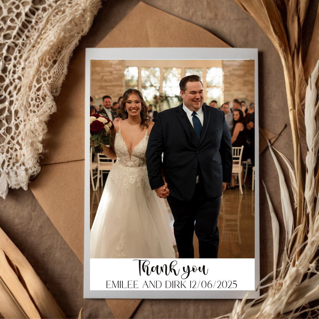 Personalized Wedding Thank You Card With Photo | Custom 5x7 Wedding ...