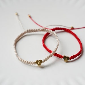 Set of 2 handmade customizable couple braided bracelets with gold heart image 4