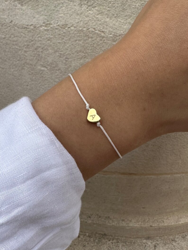 Ensemble de bracelets tressés couple personnalisé unique avec coeur doré image 2