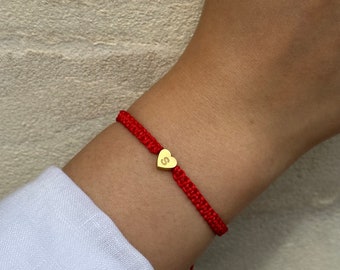 Bracelet tressé personnalisable fait main avec coeur doré unitaire