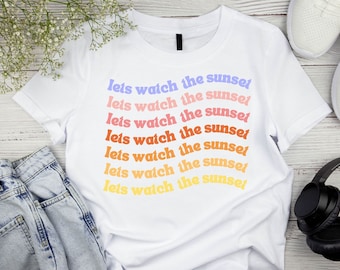 Hello Summer Tee, Retro Sunset Graphic T-Shirt
