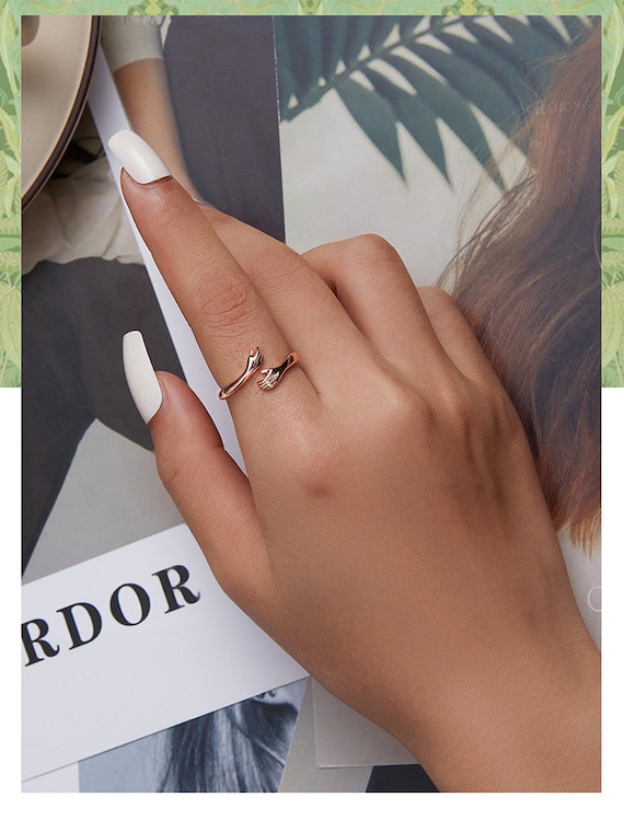 925 Sterling Silver Hug Ring - Adjustable Love Hand Symbol Ring For Women - View #5
