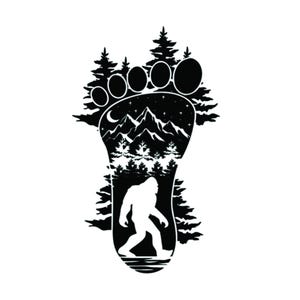 Bigfoot Forest Weatherproof Vinyl Window Decal - Permanent Adhesive