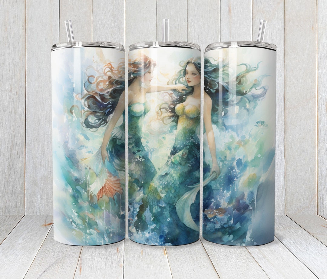Tumbler Wrap Mermaid PNG Underwater Mermaids 20oz Sublimation Etsy