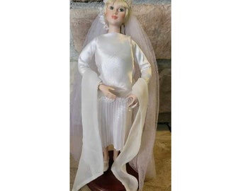 Danbury Mint Collection Judy Belle "Megan" Muñeca de porcelana Flapper Bride TAL CUAL