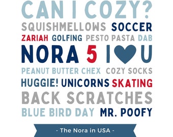 GEPERSONALISEERDE afdrukbare WordArt: "The Nora" in de VS