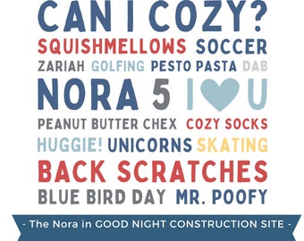 GEPERSONALISEERDE afdrukbare WordArt: "The Nora" inCON STRUCTION SITE
