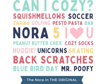 GEPERSONALISEERDE afdrukbare WordArt: "De Nora" in het origineel