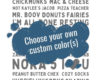 GEPERSONALISEERDE afdrukbare WordArt in AANGEPASTE KLEUREN: "The Nora"