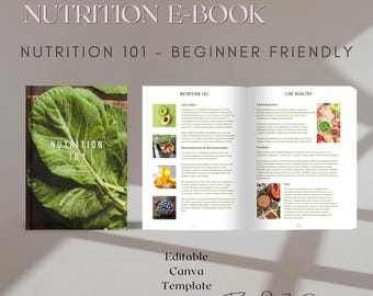 Nutrition 101 Ebook: Wellness Guide & Planner (Customizable Canva Template)