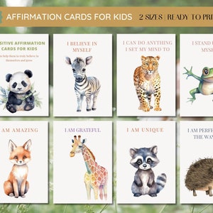 20 tarjetas de afirmación imprimibles para niños / Tarjetas motivacionales para la autoestima, la confianza y el cuidado personal / Mindfulness para niños