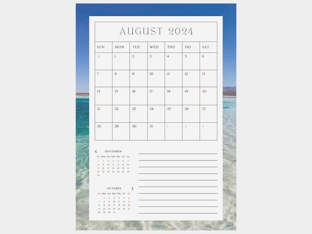 AUGUST Calendar 2024 Fillable Use Digital or Printed Etsy