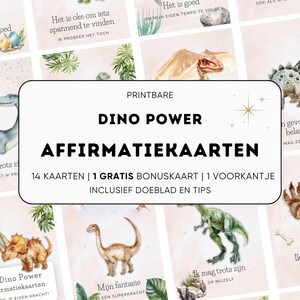 Nederlandse Dino afirmatiekaarten pacote para crianças | 14 cartões impressos | Afirmações Dagelijkse | Broodtrommel kaartjes | Mentalidade