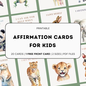 20 Printable affirmation cards for kids – Positive mindfulness cards – 2 Sizes – Digital Download – High Res PDF – Encouragement for kids
