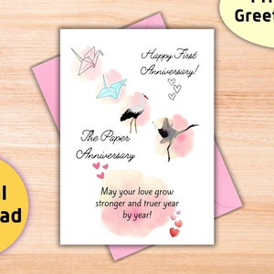 Tarjeta de primer aniversario, Aniversario de papel, Feliz aniversario, Regalos de aniversario, Feliz primer año juntos, Que tu amor crezca