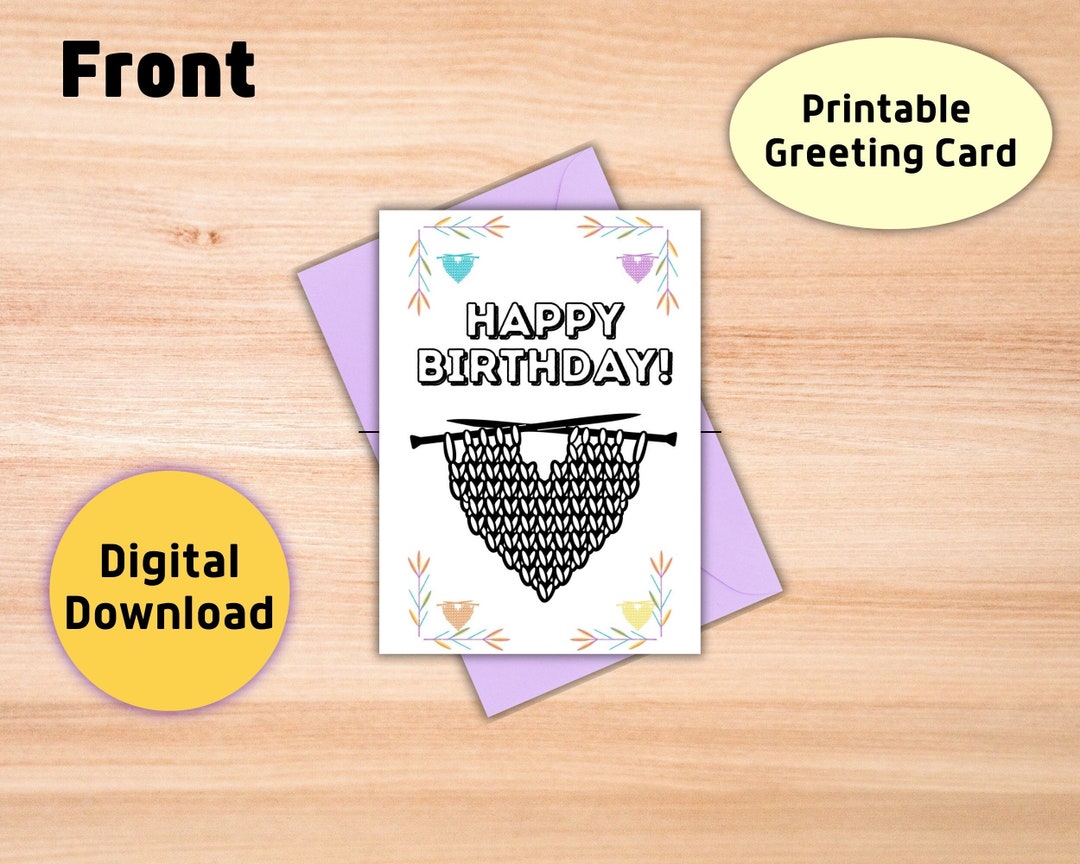 Birthday Card Happy Birthday Birthday for Knitter Digital Download