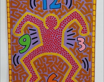 KEITH HARING Original Signed Acrylic Painting