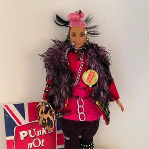 Fashion doll curvy body with Punk Rock style handmade clothes accessories unique gift 34