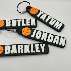 Personalized Basketball Bag Tag, Backpack Tags, 3D Printed Keychain, Sports Bag Tags, Name Tag Keychains