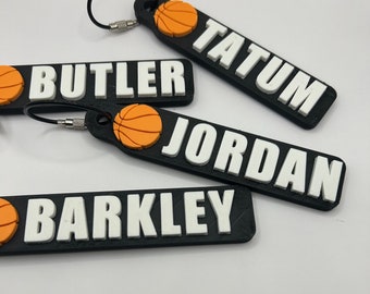 Personalized Basketball Bag Tag, Backpack Tags, 3D Printed Keychain, Sports Bag Tags, Name Tag Keychains